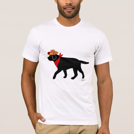 T-shirt Bande dessinée noire de cowboy de Labrador (Devant)
