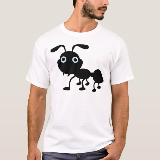 T-shirt Bande dessinée noire de fourmi (Devant)