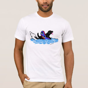 T-shirt Bande dessinée noire de natation de Labrador