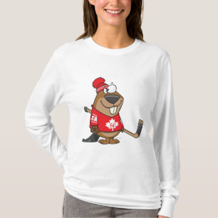 T-shirt bande dessinée ridicule du castor de hockey canad