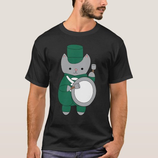 T-shirt Bande Marcheuse Chat animal vert blanc (Devant)