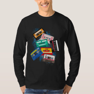 T-shirt Bandes Cassette Mixtapes Musique Radio 1980s Graph