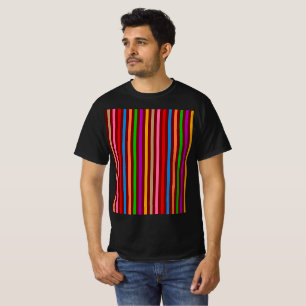 T-shirt Bandes Colorées Sur Un Motif Rouge Design