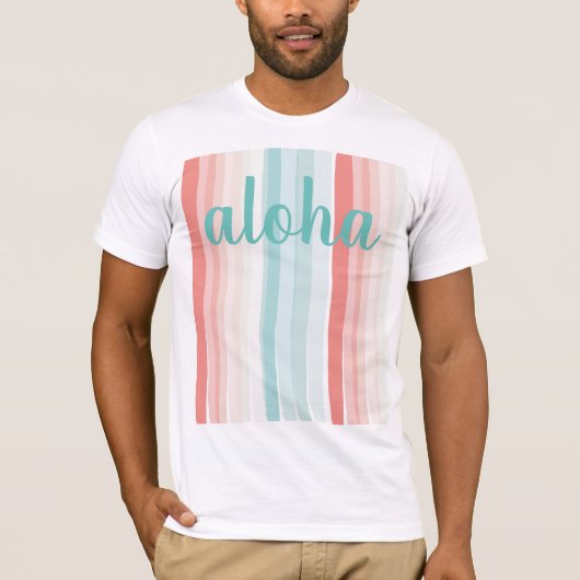 T-shirt Bandes estivales en corail et turquoise (Devant)