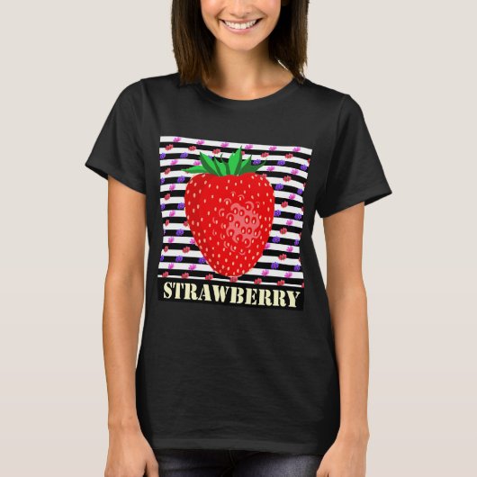 T-shirt Bandes rétro fraises (Devant)