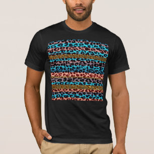 T-shirt Bandes rétro texture de fourrure de léopard motif
