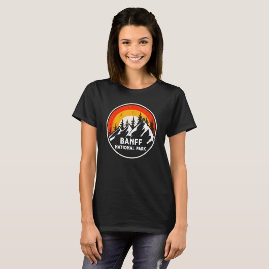 T-shirt banff National Park Mountain Trees & Sun Camping H (Devant entier)