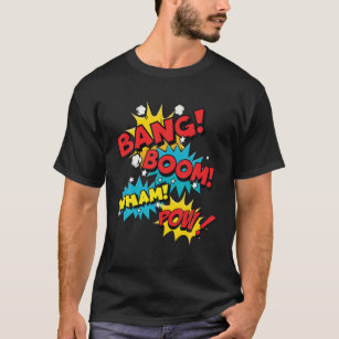 T-shirt Bang Boom Pow Whale Comic Bubbles Vintage