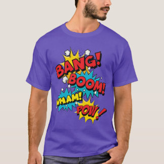 T-shirt Bang Boom Wham Pow Comic Sound Effect Design Premi
