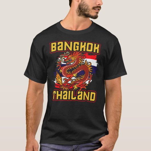 T-shirt Bangkok Thai Flag Asia Dragon Thailand (Devant)