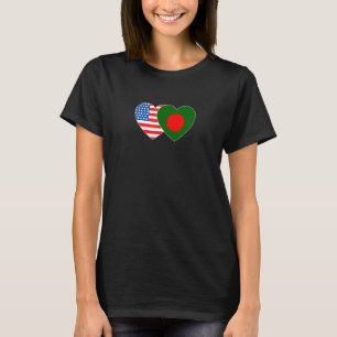 T-shirt Bangladesh & drapeau USA Twin Heart pour bangladai