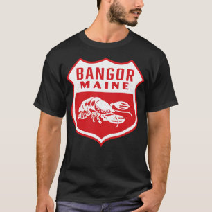 T-shirt Bangor Maine Retro Shield Blanc