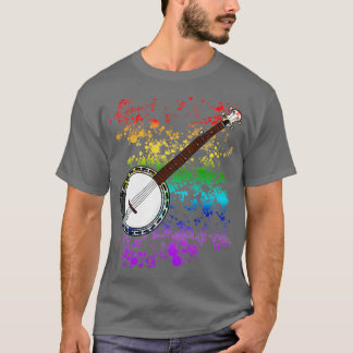 T-shirt Banjo Banjoist Rainbow Colors Folk Musicien