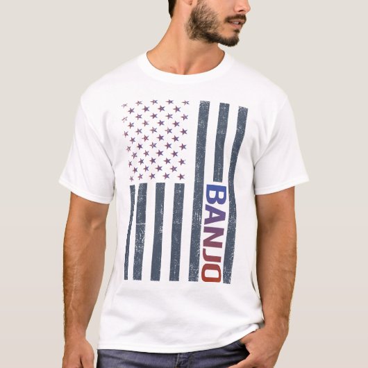T-shirt Banjo du drapeau américain (Devant)