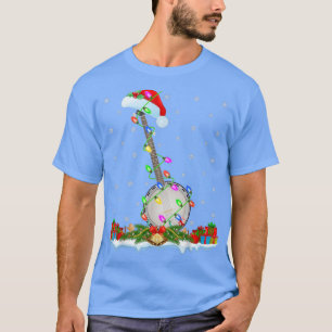 T-shirt Banjo Music Lover Matching Santa Hat Banjo Christm