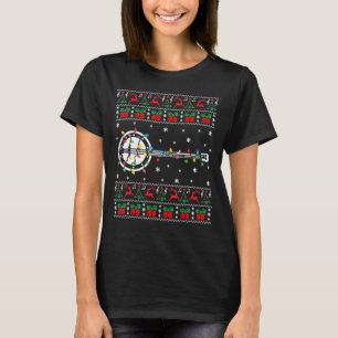 T-shirt Banjo Ugly Christmas Sweater Banjo Christmas Light
