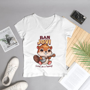 T-shirt Banjovi Cute Beaver Jouer Banjo