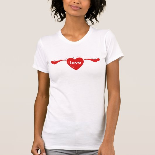 T-shirt Bannière Coeur Rouge Votre Texte (Devant)