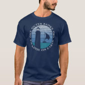 T-shirt Banques extérieures OBX Phare bleu ciel blanc Vint (Devant)