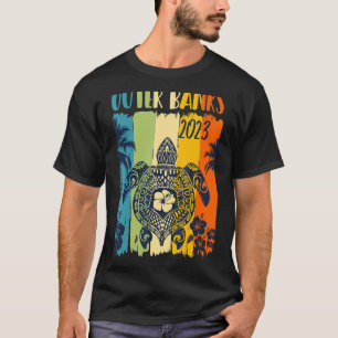 T-shirt Banques extérieures rétro de la tortue de mer Caro