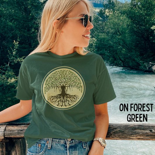 T-shirt Banyan Spirituel Arbre de Vie Nature Logo vert
