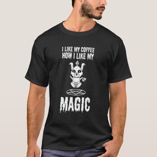 T-shirt Baphomet Goth J'Aime Café Comment J'Aime Ma Magie (Devant)