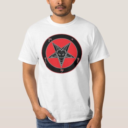 T-shirt Baphomet (noir, rouge et gris) (Devant)