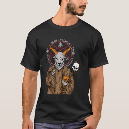 T-shirt Baphomet Satan Antichrist Chèvre Luzifer 666 Occul (Devant)