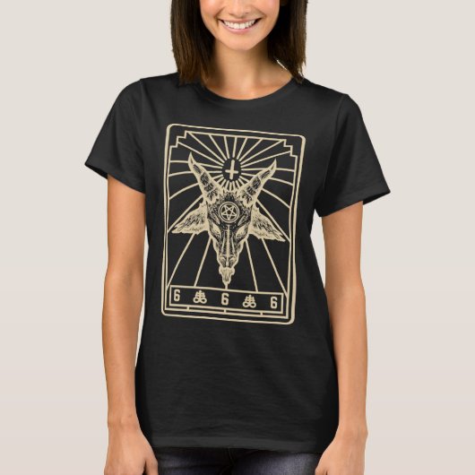 T-shirt Baphomet Tarot Inverted Cross Leviathan Cross Goat (Devant)