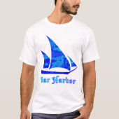 T-shirt Bar Harbour Maine Blue Watercolor Voilier (Devant)