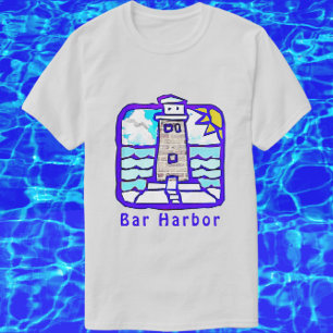 T-shirt Bar Harbour Maine Lighthouse Ocean Waves Shirt