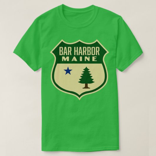 T-shirt Bar Harbour Maine Retro Pine Tree Shield Vert (Design devant)