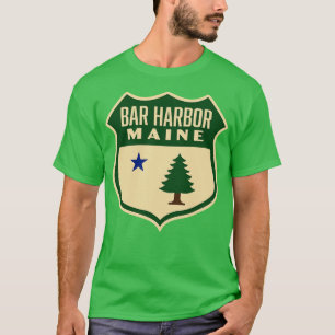 T-shirt Bar Harbour Maine Retro Pine Tree Shield Vert