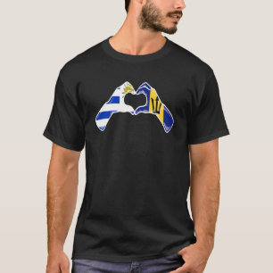 T-shirt Barbade Uruguay Drapeau Barbadien Uruguayen Coeur