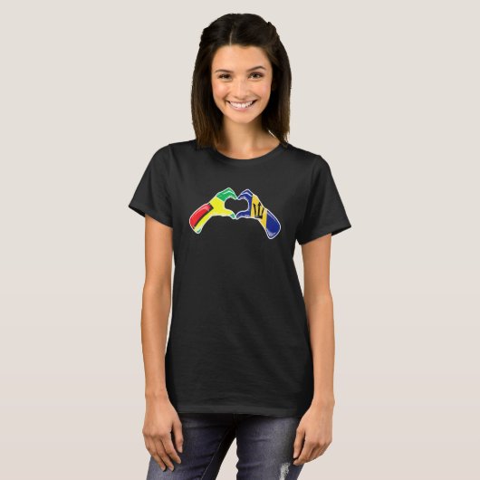 T-shirt Barbados Guyana Flag Barbadian Guyanese Heart (Devant entier)