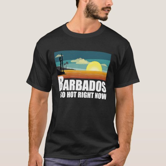 T-shirt Barbados  so hot right now Retro Travel Beach Vaca (Devant)