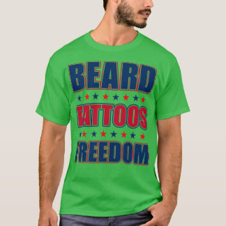T-shirt Barbe Et Tatouage Hommes Cadeau Américain Porté Pa