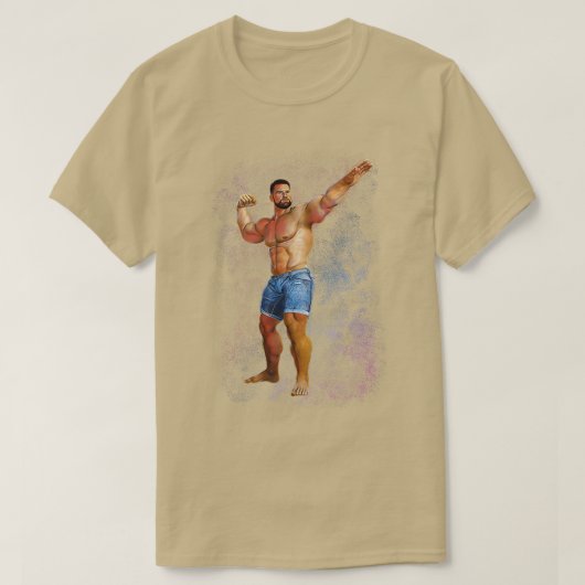 T-shirt Barbe Musculaire Papa en Jeans Shorts Pose Spac (Design devant)