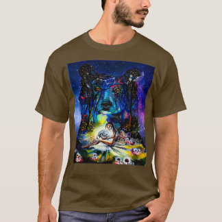 T-shirt Barbe Ours Et Fille Peinture 3D Style Scène Forêt