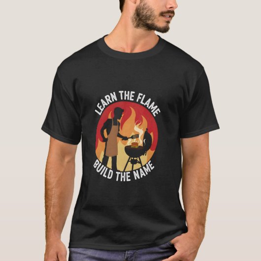 T-shirt Barbecue Apprenez la flamme fumée Pitmaster Grilli (Devant)