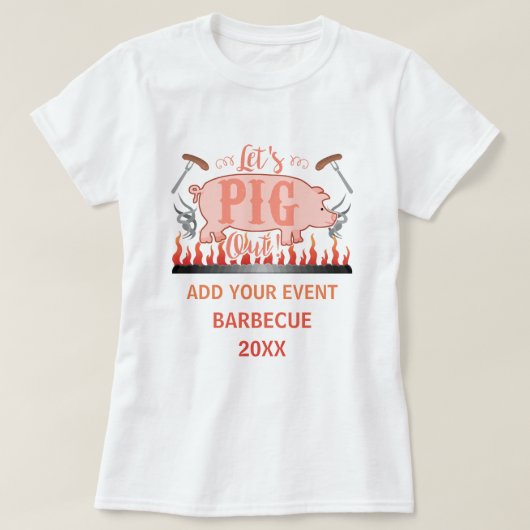 T-shirt Barbecue BBQ Pig Funny Grill Concours Personnalisé (Design devant)