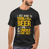 T-shirt Barbecue Fumer Pitmaster Design Boire Bière Fumée (Devant)