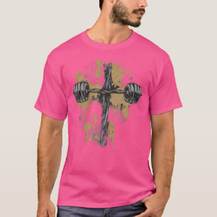 T-shirt Barbell Croix Drôle de Gym Chrétien Jésus Haltérop