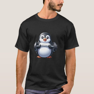 T-shirt Barbell de pingouin mignon exercice fitness drôle