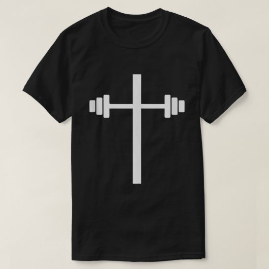 T-shirt Barbell Dumbbell Cross Christian Jesus Gym Workout (Design devant)