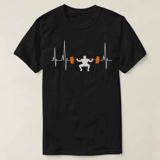 T-shirt Barbell Weightlifting Heartbeat Bodybuilding (Design devant)