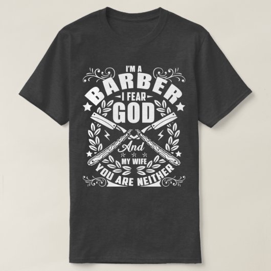 T-shirt Barber Barber Crainte Dieu Et Femme (Design devant)