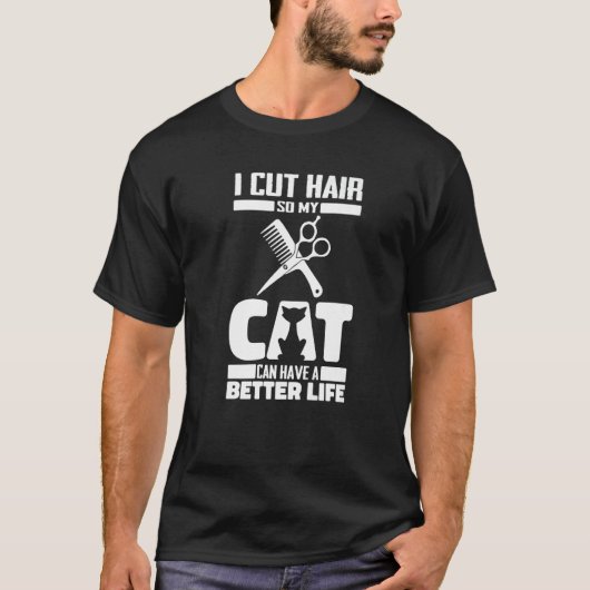 T-shirt Barber Cat Coiffeur Haircut Beard - Hairstyle Barb (Devant)