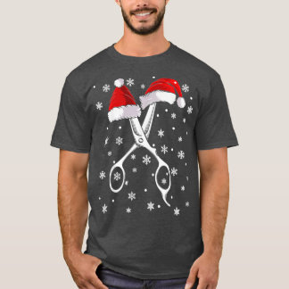 T-shirt Barber Ciseau Santa Hat Funny Barbershop Christma