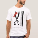 T-shirt Barber Coiffeur<br><div class="desc">Ciseaux et peigne, parfaits pour barbiers, stylistes ou coiffeurs. Art original de Nic Squirrell. Modifiez le nom et le texte pour customiser.</div>